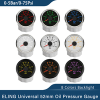 ELING Oil Pressure Gauge 52mm Waterproof 0-5Bar 0-75Psi 0-10bar 0-150Psi with 8 Colors Backlight for Car Truck Boat Yacht 9-32V
