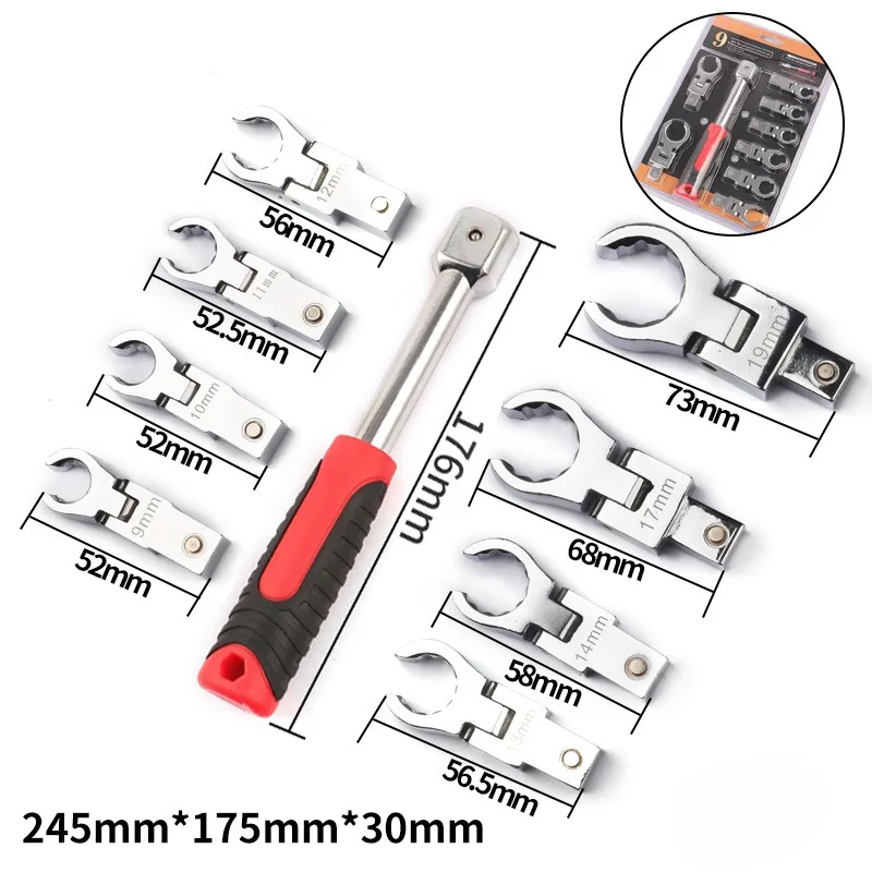 Imagem -05 - Conjunto de Chaves de Catraca Intercambiáveis Chave de Tubulação Chave de Engrenagem Giratória 180 ° Ferramentas de Oficina Mecânica Ferramentas de Reparo Profissional