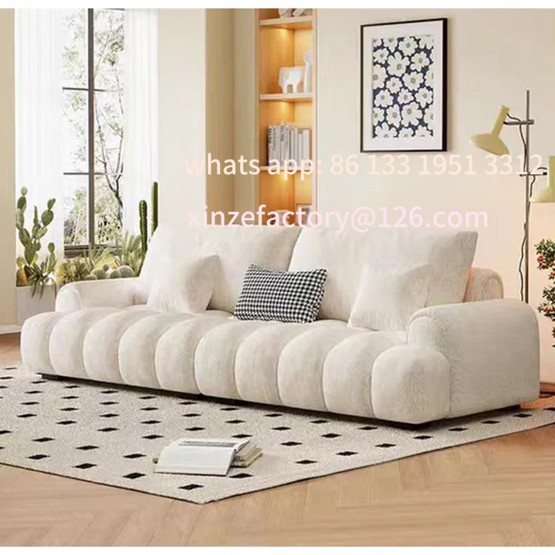 Customizable  small apartment Italian retro living room light luxury cloud puffs straight row living room sofa
