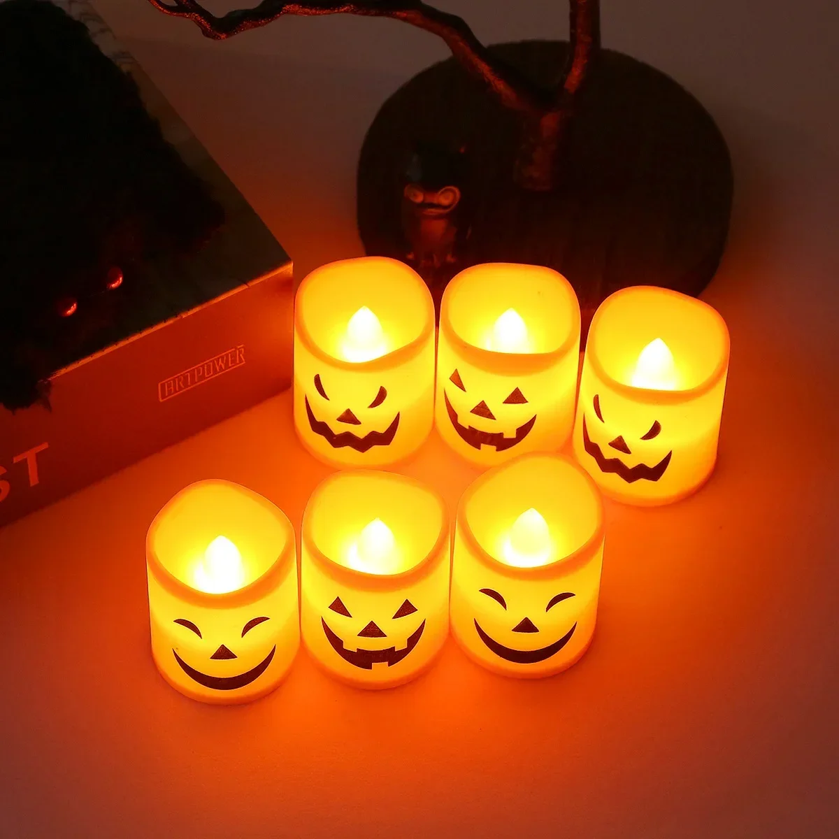 LED Candle Light Battery Pumpkin Halloween Electronic Skull Ghost Festival Spooky Pumpkin Light Atmosphere Decor Candle Light