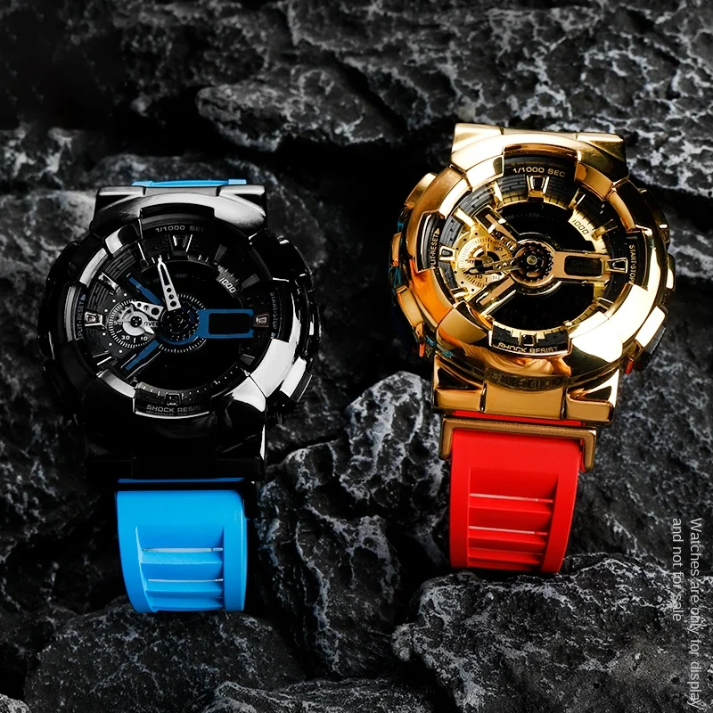 For G-SHOCK GA100 case and rubber strap Casio black gold GA-110GB/100/120 stainless steel case bracelet metal case Blue Orange