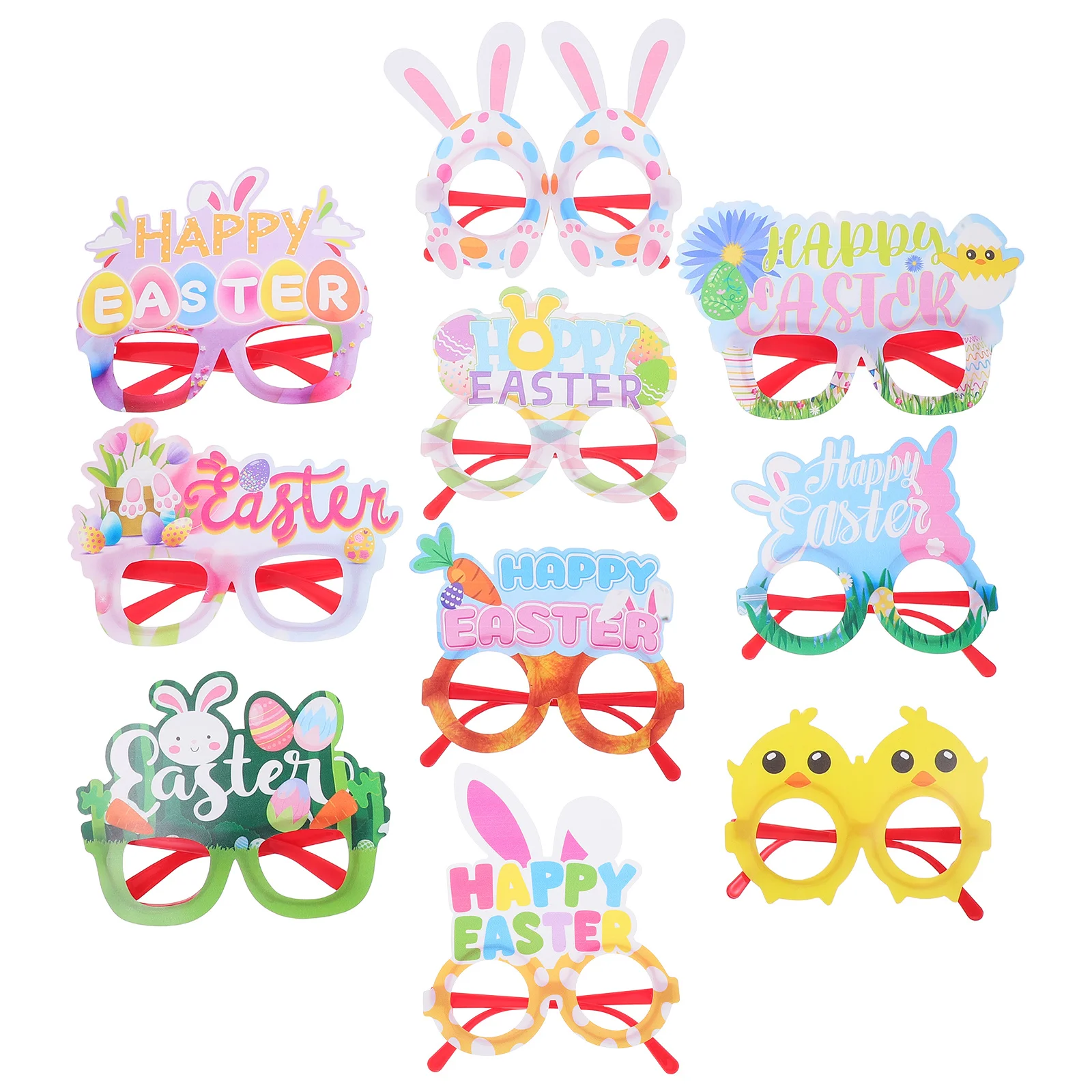10 szt. Okulary z motywem króliczka wielkanocnego, rekwizyty do zdjęć na imprezę, lekkie oprawki z ABS, śmieszne okulary