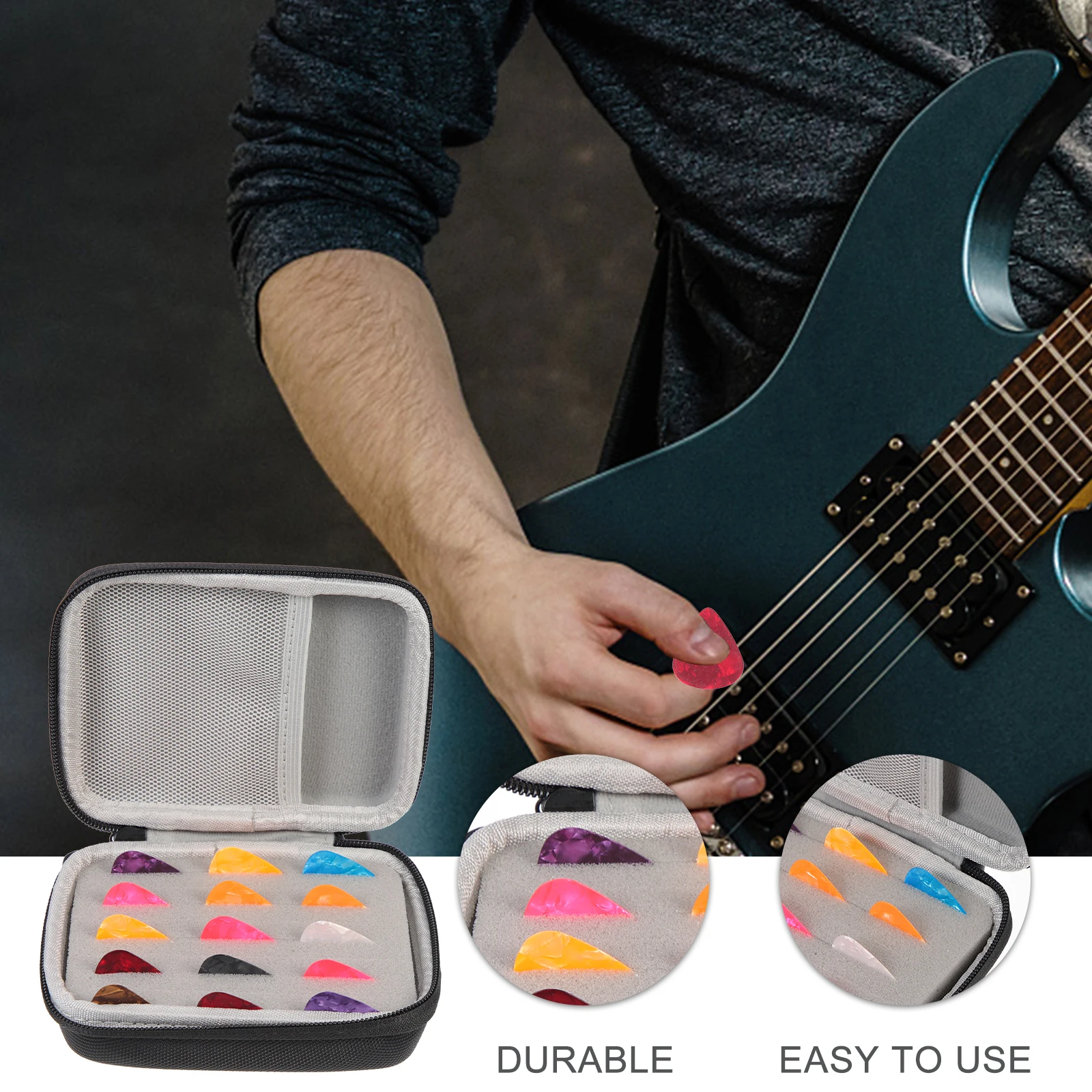

Guitar Picks Storage Bag Durable EVA Nylon Material Comfortable Ergonomic Design Guitar Accessories ganizer Plectrum Container