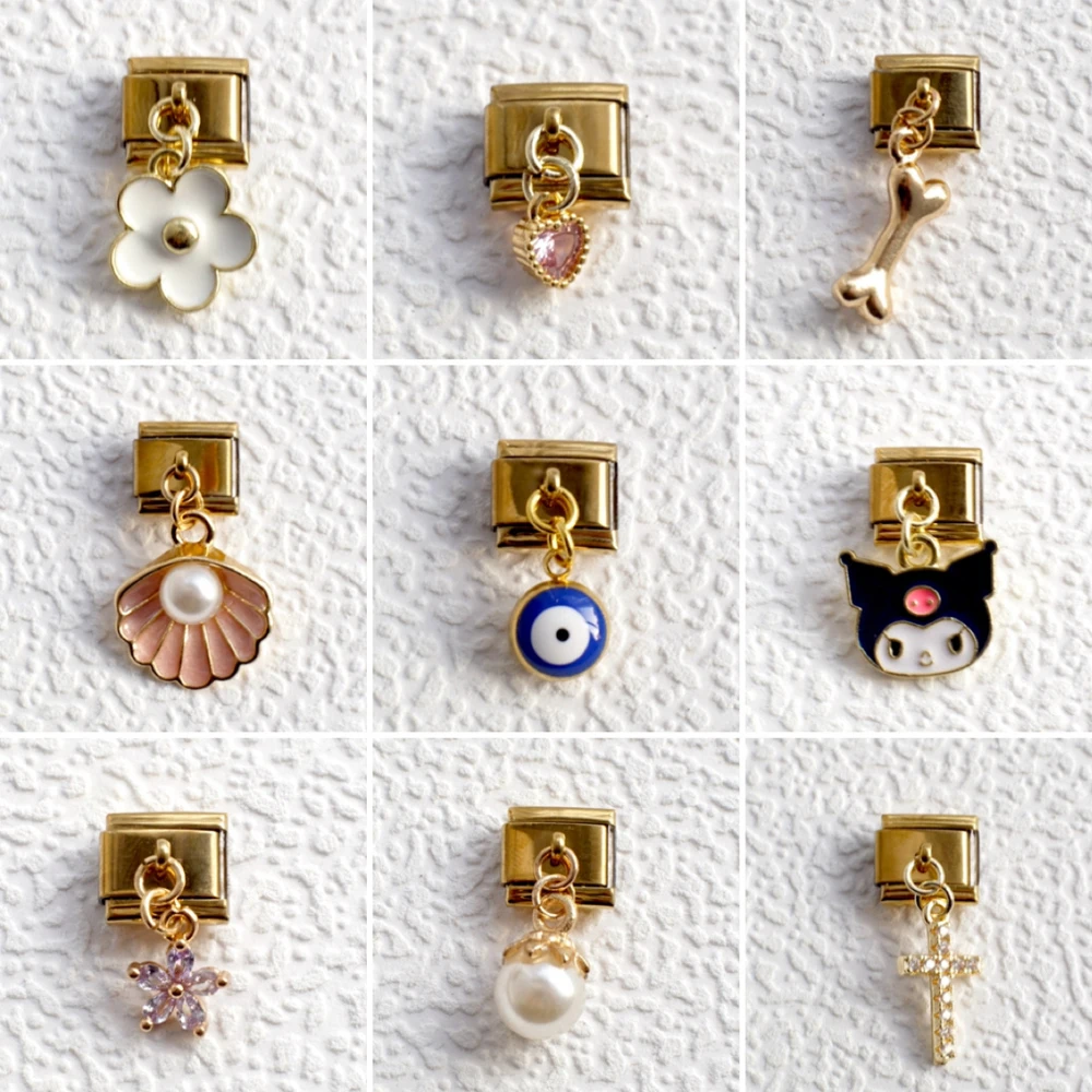 

SHIQIN Devi eyes Anime Doll Cute Kurom Italian Charm Bracelet Jewelry Gold Plated Pendant Bracelets Mothers Day Gift
