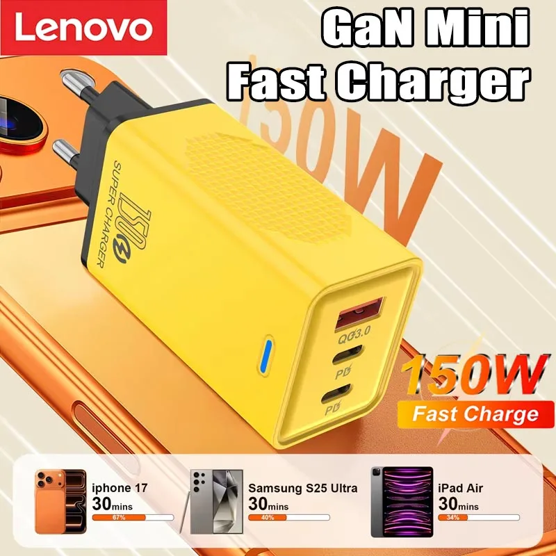 Lenovo 150W Multi Port Charger 12W Power Adapter Usb+type-C Charging Head EU/US/UK Charging Head For Huawei Samsung Apple