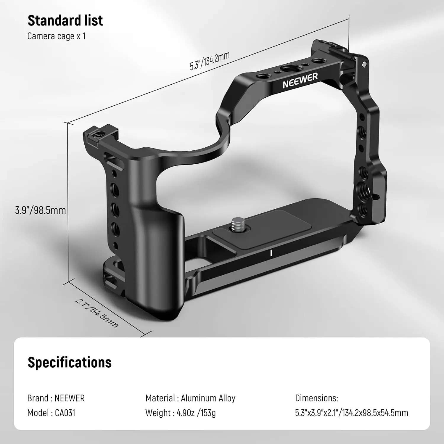 NEEWER R50 Camera Cage Compatible with Canon EOS R50 Aluminum Video Rig with NATO Rail 1/4\