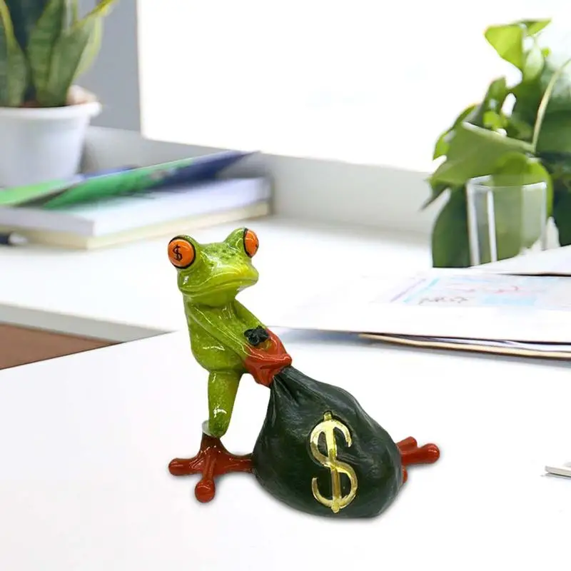 

Money Frog Statue Fortune Frog Decor Resin Frog Garden Statue Creative Frog Dollar Sign Money Ornament For Fortune Home