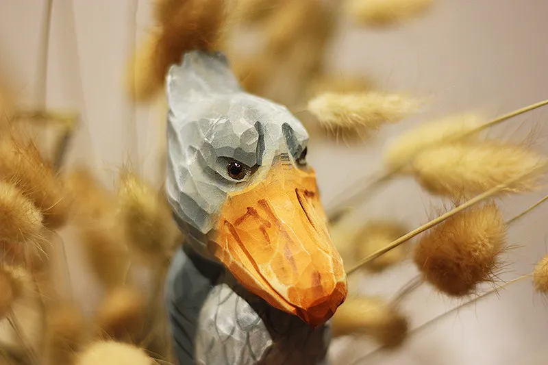 Wal-Kopf Storch Holzschnitzerei Vogel-Dekoration Rein Handgefertigte Massivholz Tier-Dekorationsobjekte Dekorative Wohnaccessoires – Detail 4