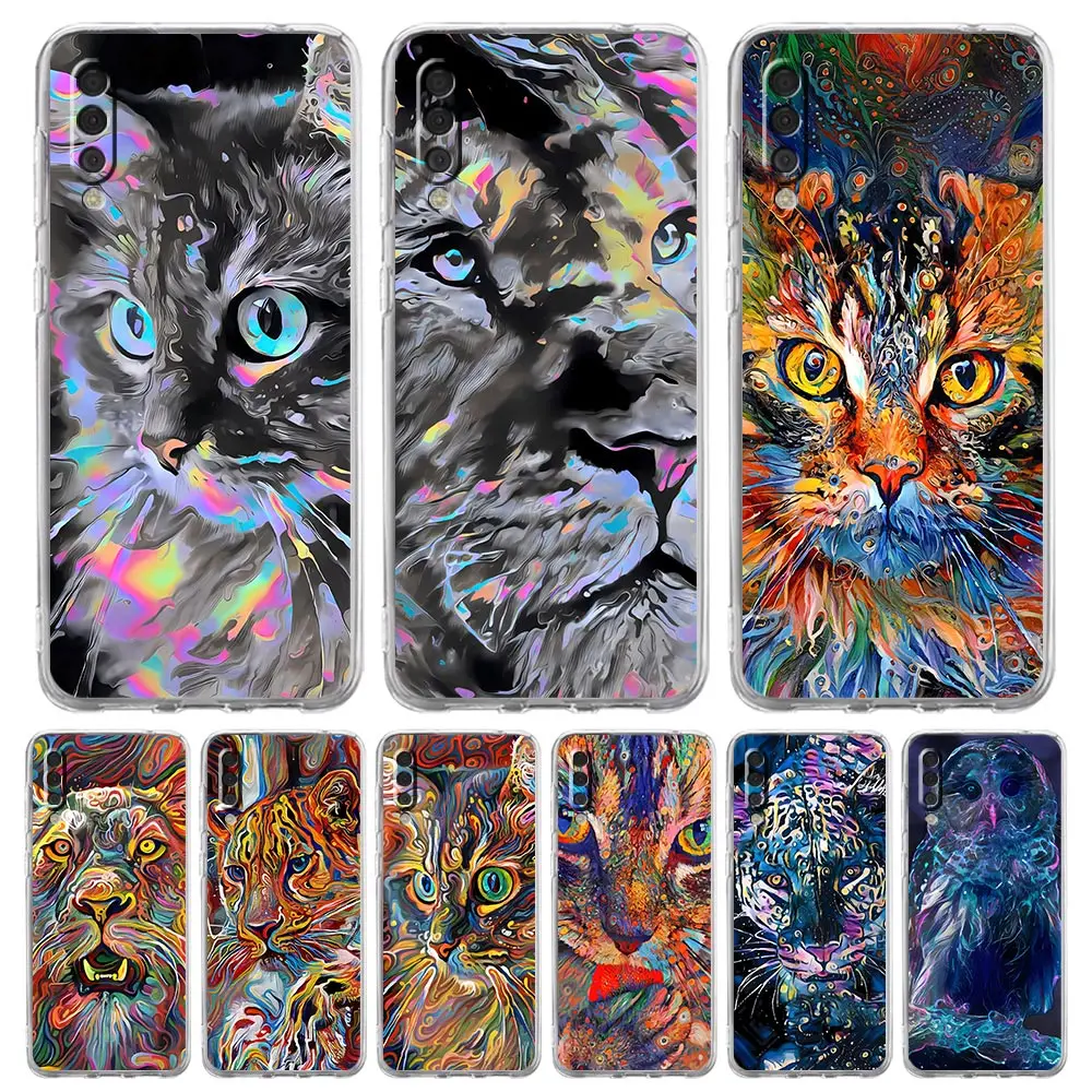 Abstract Surreal Animal Lion Phone Case For Samsung A52 A50 A70 A30 A40 A20E A10S A20S A02S A04s A12 A22 A32 A72 5G Clear Cover