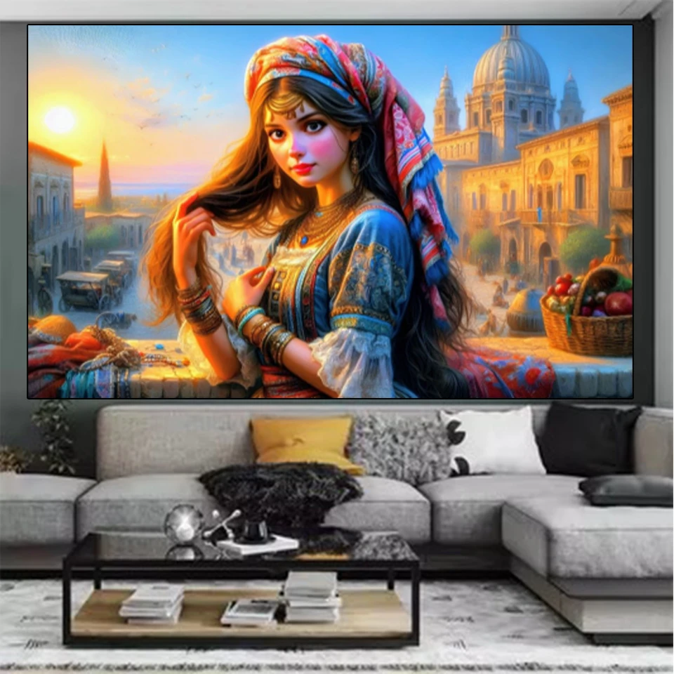 

2026 Diamond 5DDIY Painting Women's Mosaic Cross Embroidery Full Round Square Diamond Painting Living Room Decoration