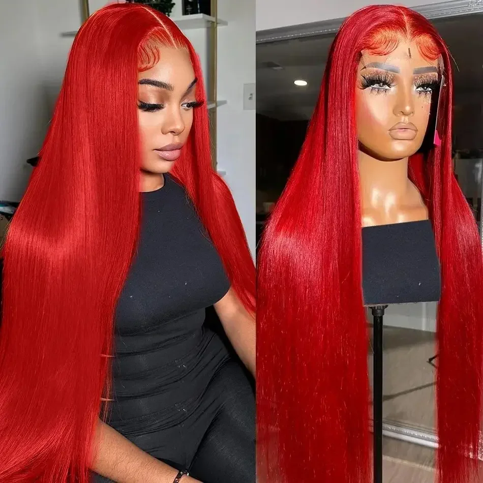 

30 32 Inch Hot Red 13x6 13x4 HD Transparent Lace Frontal Wigs Human Hair Wig Bond Straight Lace Front Human Hair Wigs For Women