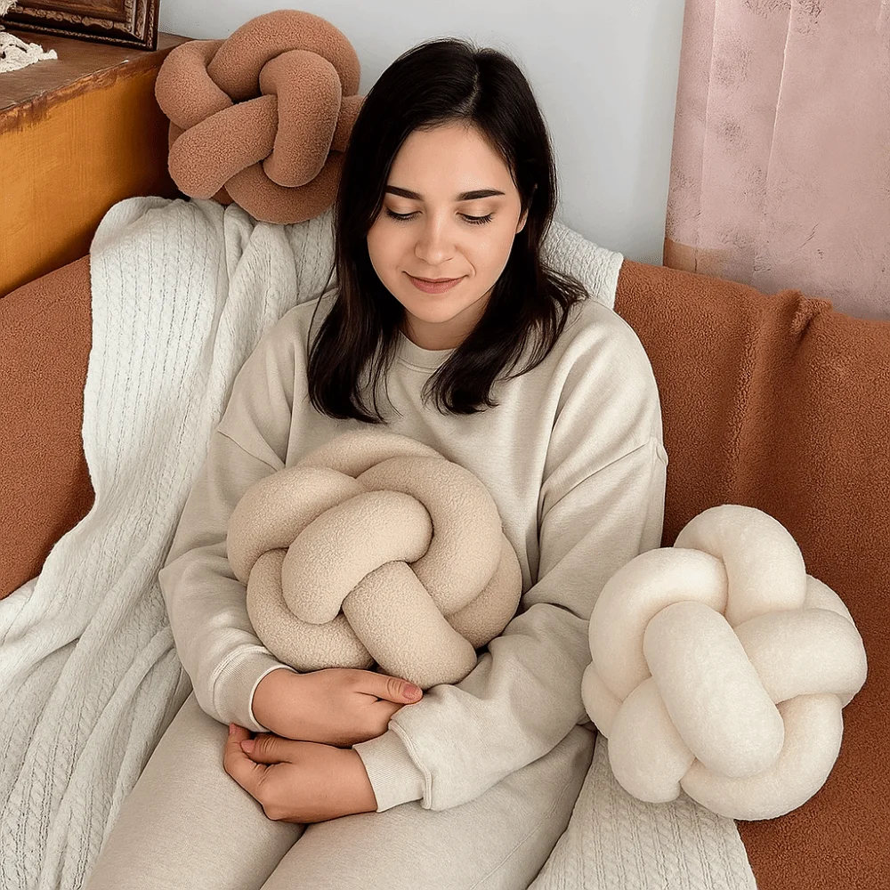 

Современный стиль, завязанная мяч, декоративная подушка, приятная для кожи, мягкая спинка стула, ручная работа, подушка для поддержки талии, спальня