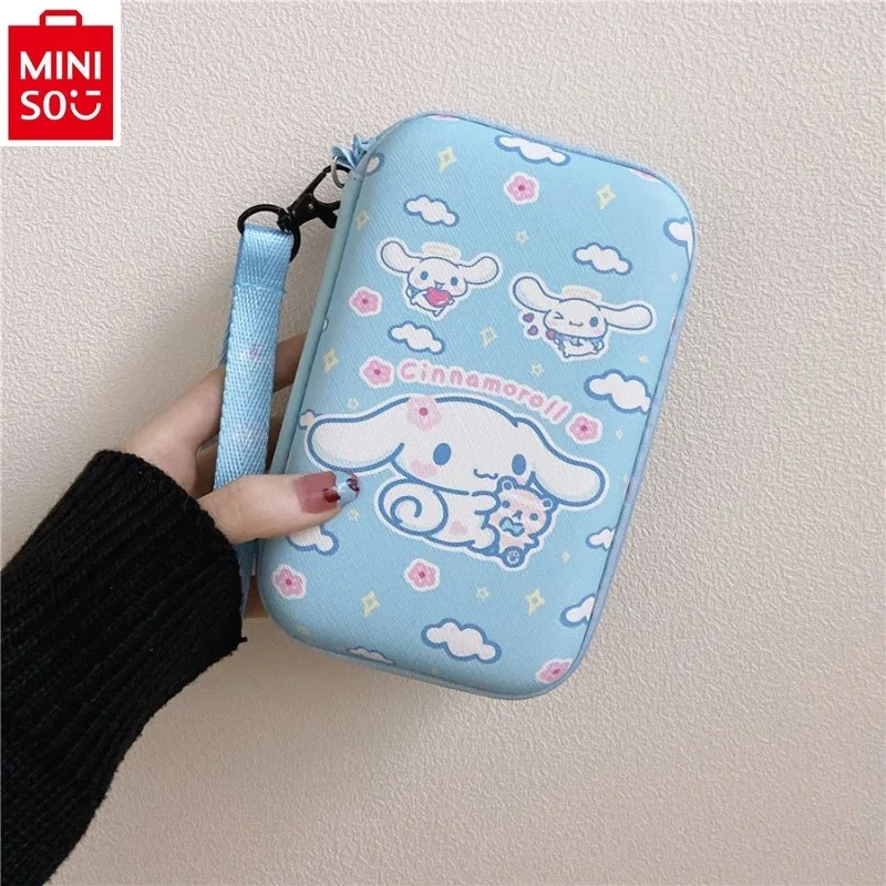 MINISO-Écouteurs Hello Kitty, oreillettes avec dragonne imprimée Guigou, avec rangement pour clés, anti-chute et anti-perte, sac à main pour étudiant