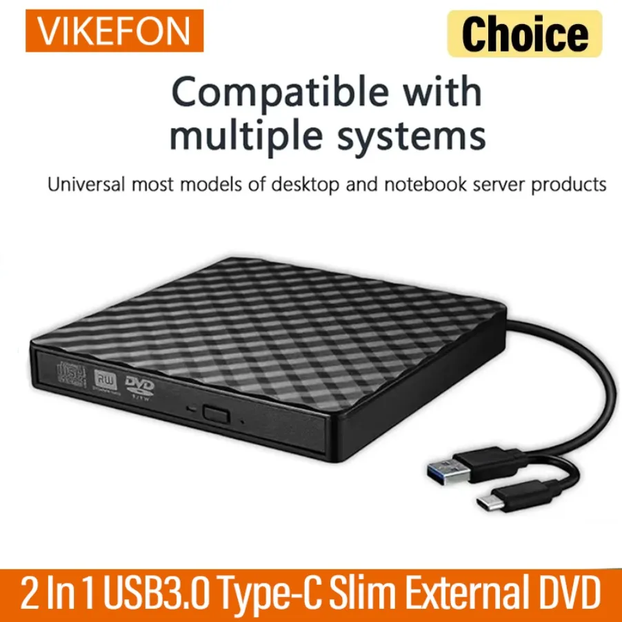 

USB3.0 Type-C Тонкий внешний 2 в 1, DVD-RW, записывающее устройство для компакт-дисков, записывающее устройство, оптические приводы для ноутбуков, ПК, портативная записывающая DVD-диск