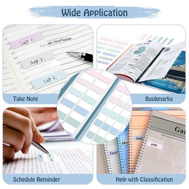 Adhesive Strips, 420 Pcs, 3 Sizes, Adhesive Markers, Index Sticky Markers, Film Text Strips For Reading, Marking Pages