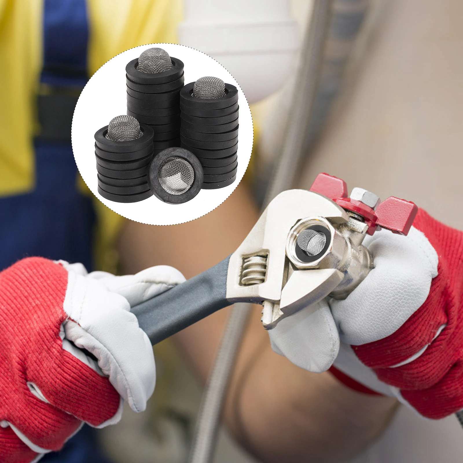 

30Pcs Hose Gasket Steel Mesh Durable Rubber Filter for Faucet Repair 12 Inch Inlet Hose Screen Screens Garden Washers Filter