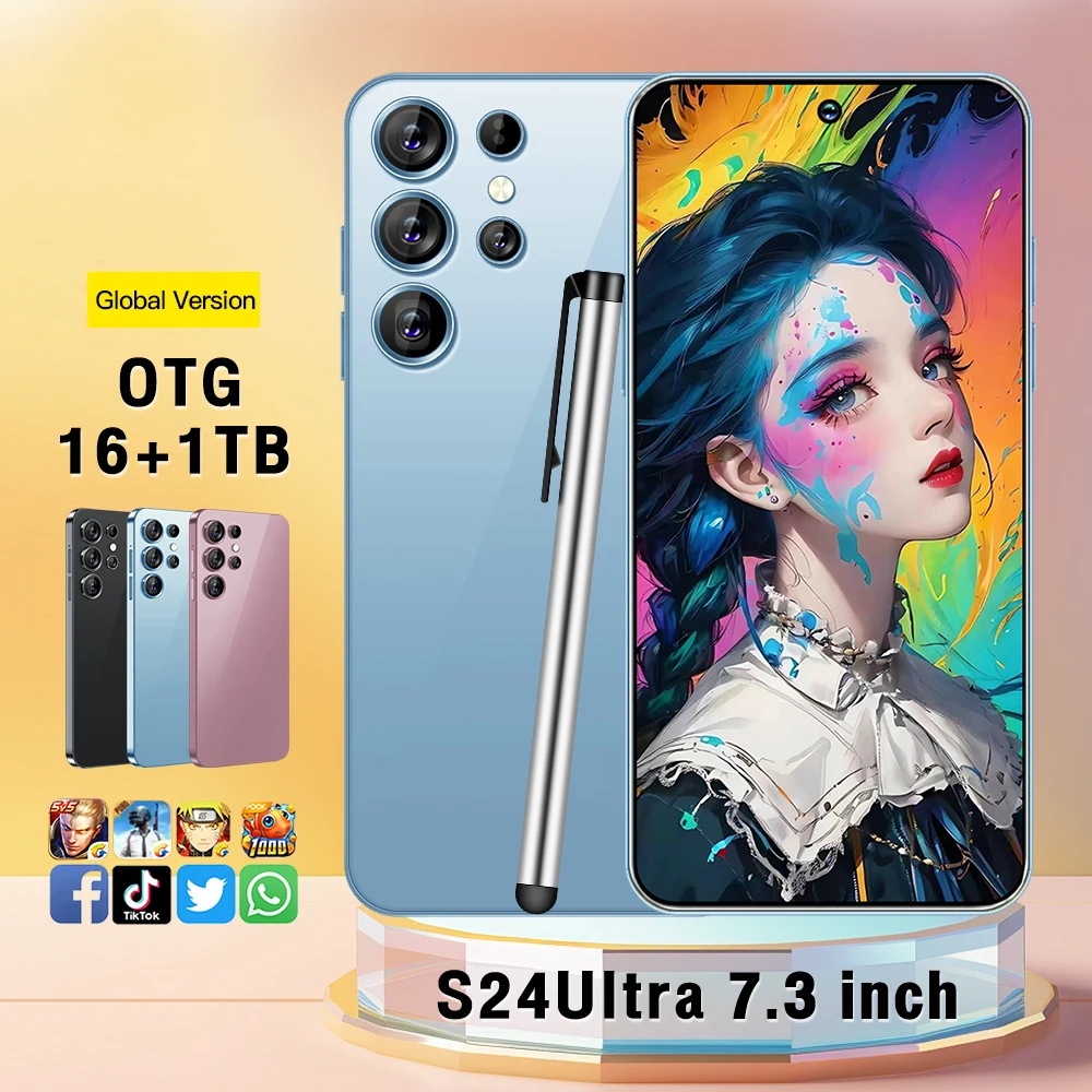 

Global Version S24Ultra Smartphone 5G 7.3 Inch 16GB +1024GB Snapdragon 8 gen2 8000Mah Battery Android Phone Unlocked celulares