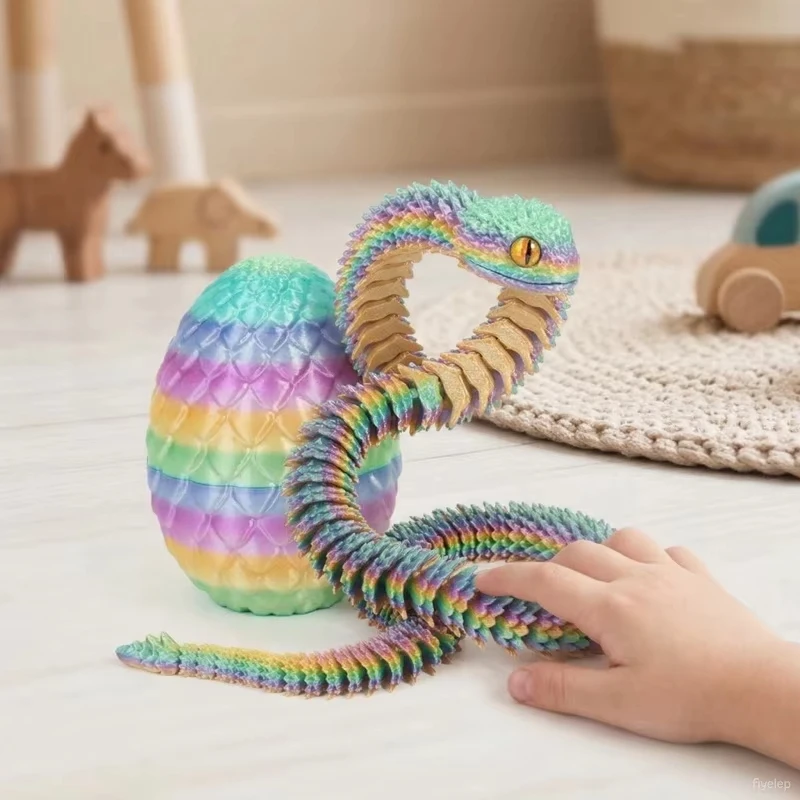 3D Printed Snake Egg With Flexible Inner Hinge Animal Toy, Movable Joint Surprise Egg Desktop Home Decoration Home Decor Gifts