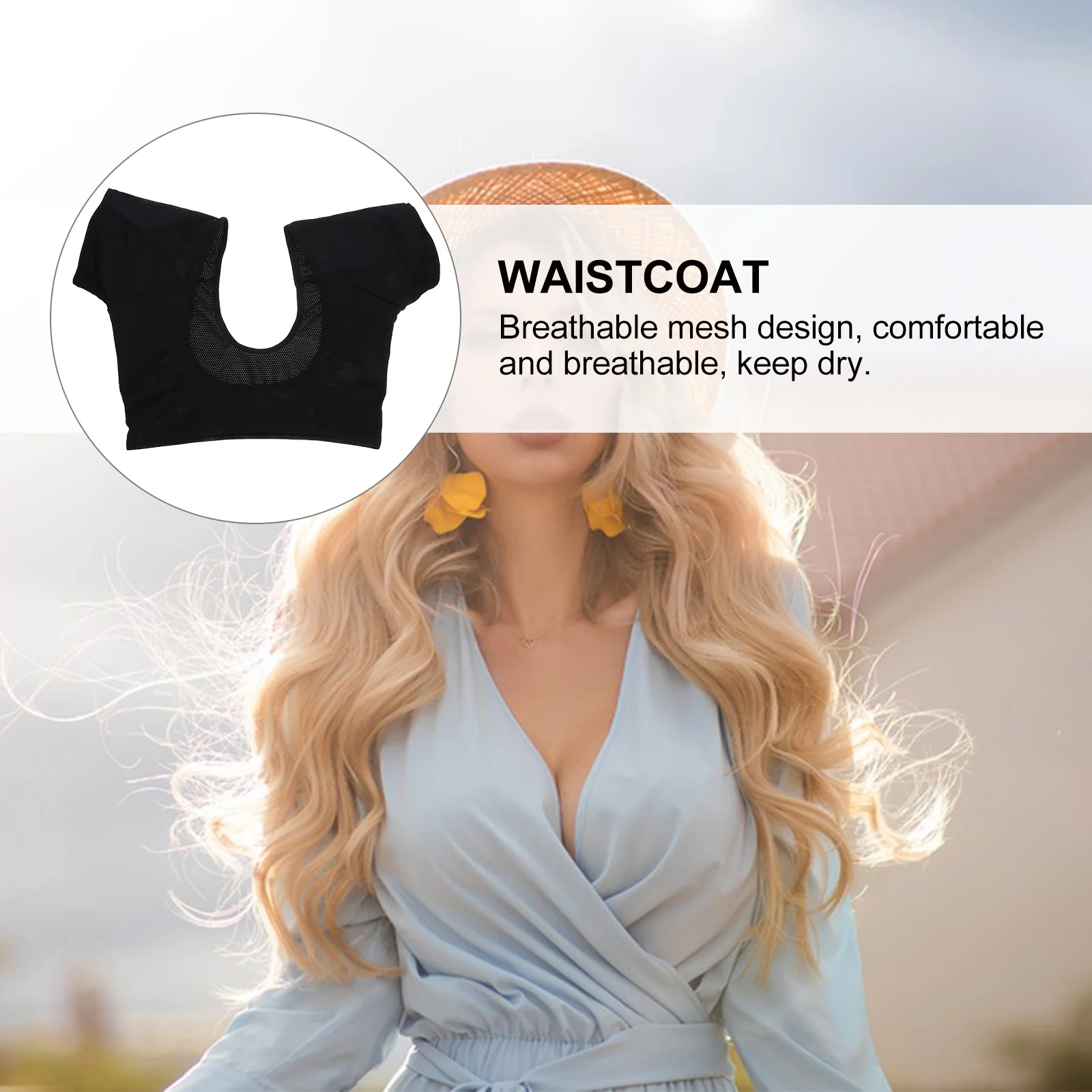 

Underarm Sweat Pads Breathable Mesh Vest Armpit Cotton Absorbent Pad for Women M Size Arm Sweat Protection Shirt