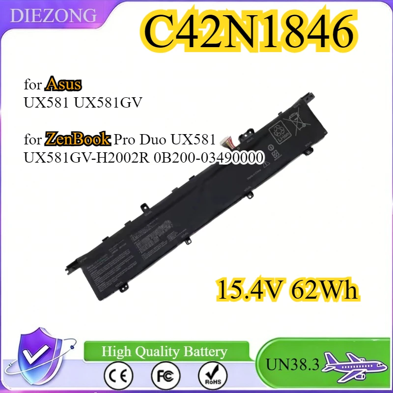 C42N1846 C42N1846-1 62Wh Laptop Battery for Asus UX581 UX581GV for ZenBook Pro Duo UX581 UX581GV-H2002R 0B200-03490000