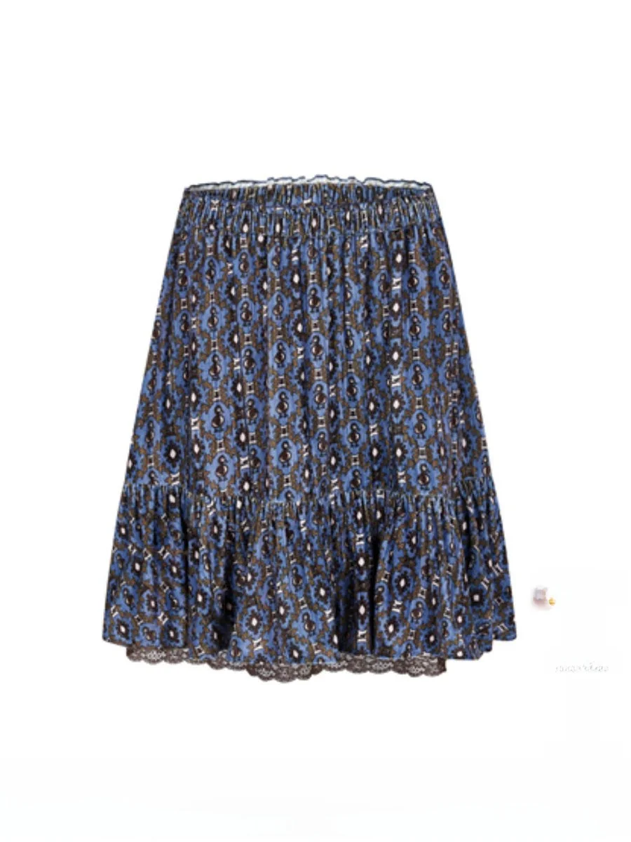 

Юбка-миди с высокой талией, А-силуэт, с принтом, для повседневной носки, женская, модная, художественная, стильная юбка