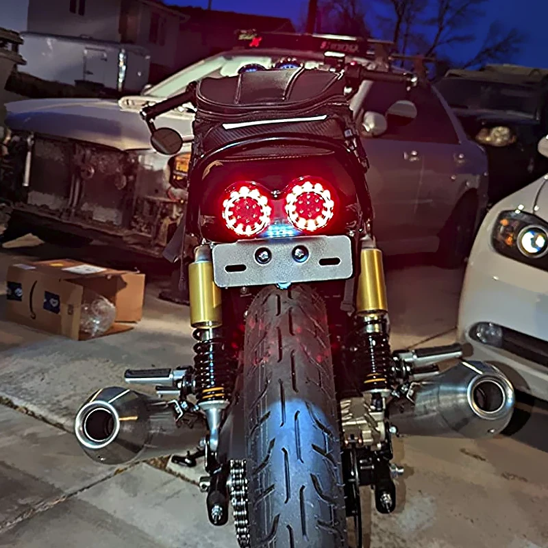 Motorcycle LED Tail Light Turn Signal Lights License Plate Bracket Brake Lamp For Honda Yahama Harley Universal 12V Rear Light