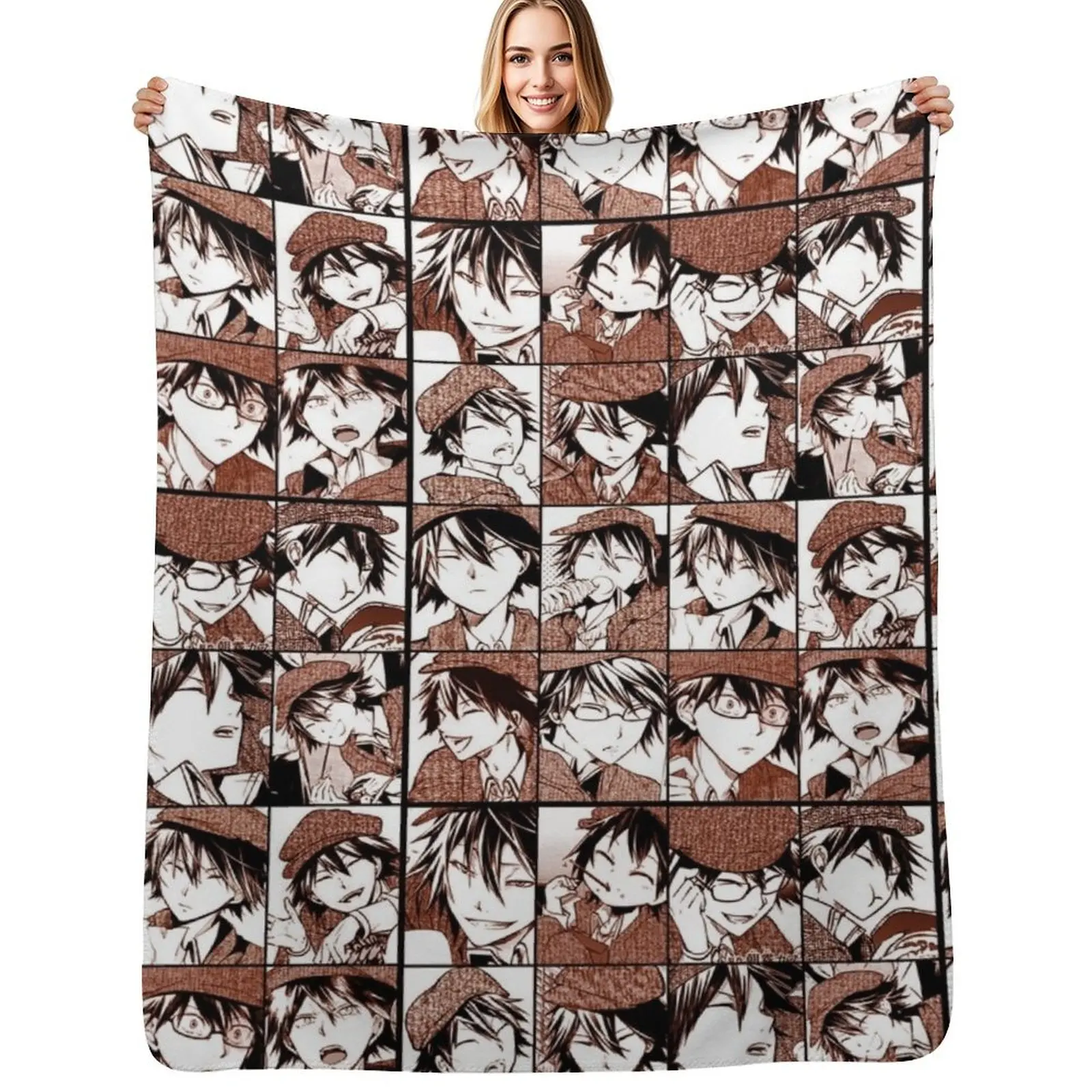 

Detective Bungou s d collage- manga panel color version Throw Blanket Luxury Designer Shaggy Thermals For Travel Blankets