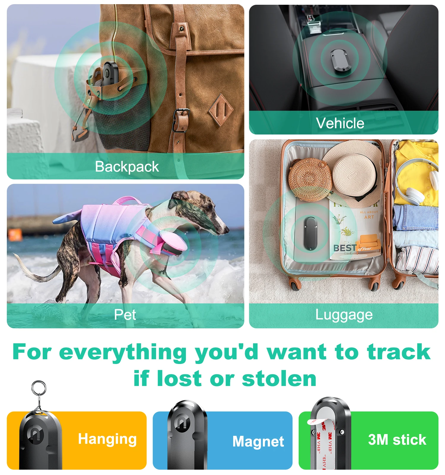 Waterproof Magnetic For AirTag 10 Year Extended Life Case Mini CR2032 Battery Replacement Charger Case with Stick and Hanging