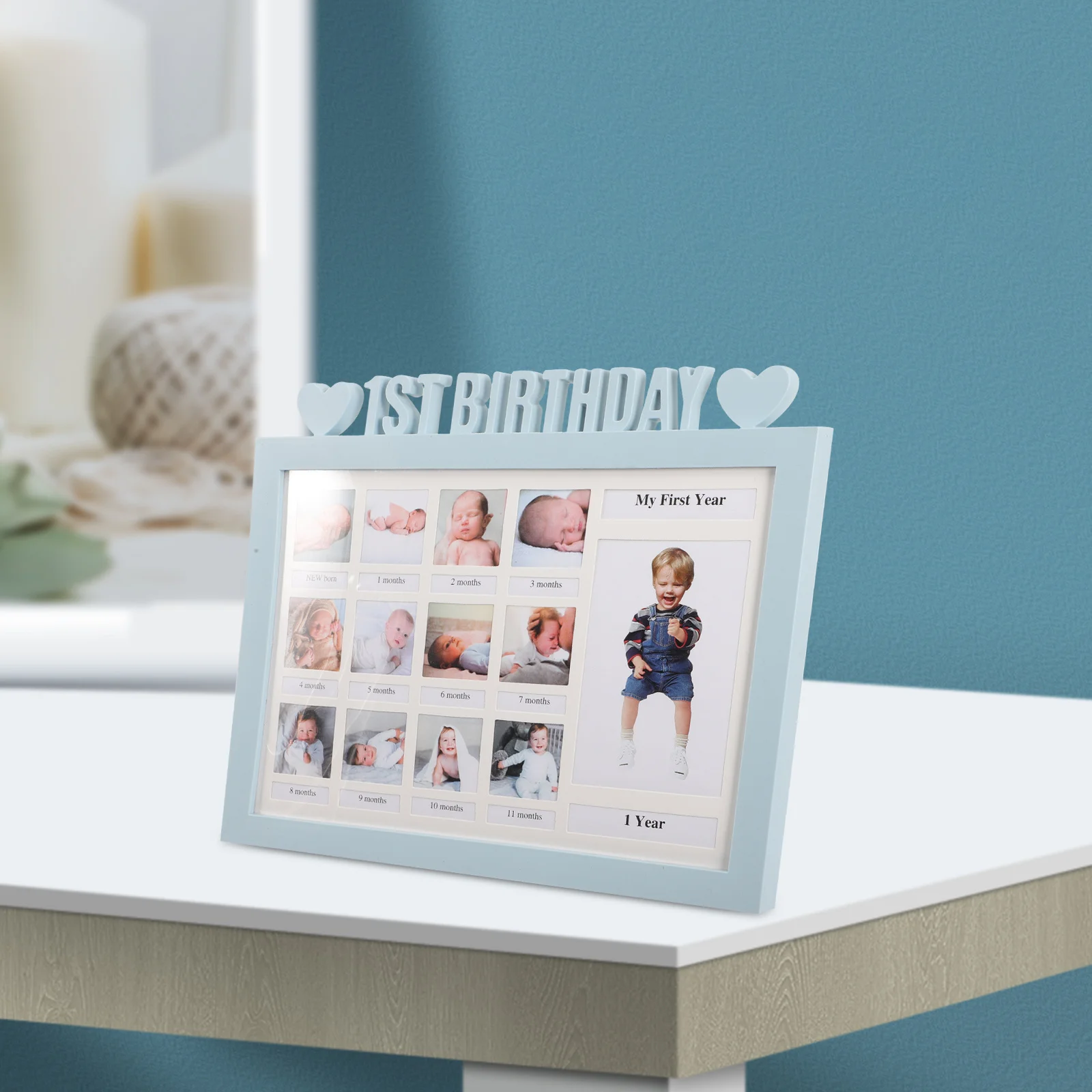Baby 1st Year Growth Picture Frame 12 Month Infant Milestone Photo Display Newborn Commemorative Gift Baby Picture Frame