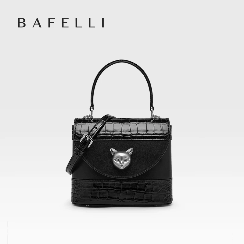 BAFELLI HANDBAG 2024 WOMEN'S NEW CROSSBODY LEATHER PURSE EVENING BAG CROCODILE GRAIN DESIGNER BUCKET CAT LUXURY BRAND FASHION