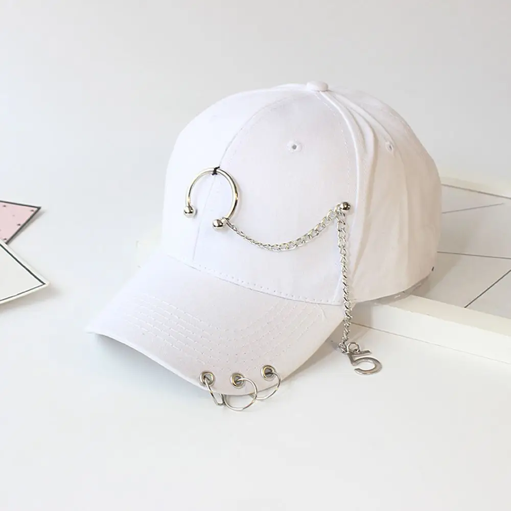 

Trendy Hip Hop Punk Chain Girls Sports Cotton Female Snapback Hats Baseball Cap With Ring Visors Cap