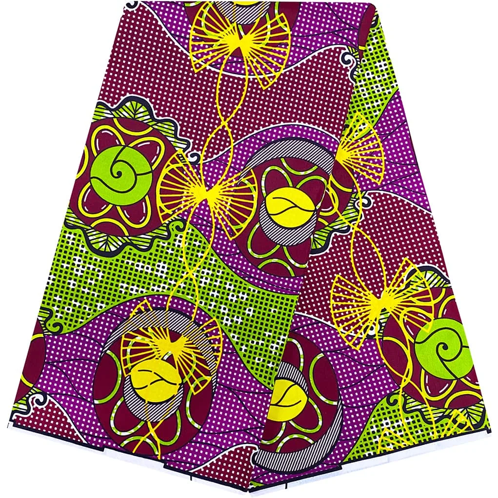 

Gentle 100% Polyester Fabric for Handmade Garments with African Print Wax and Vivid Geometric Patterns