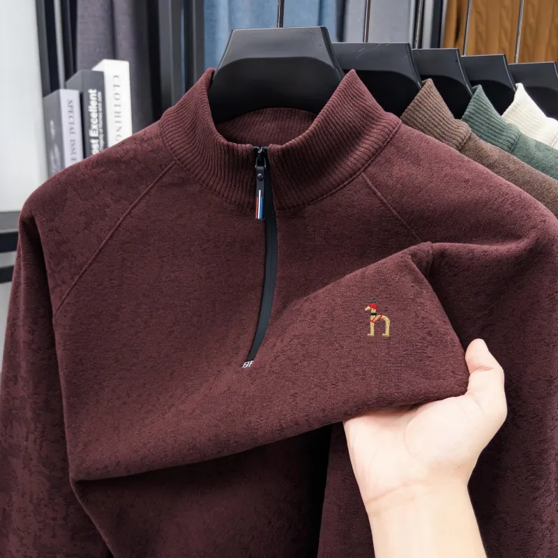 سويت شيرت رجالي أصلي من Derong نصف سحاب وياقة واقفة وأكمام طويلة مضاد للكهرباء الساكنة، صديق للبشرة، خريف دافئ ناعم #1