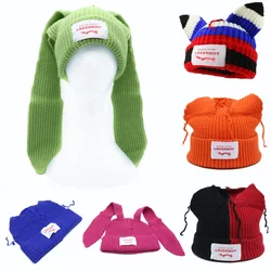 Cute Fashion Hooded Lover Boy Ear Knit Double-layer Warm Fox Ear Woolen Hat Niche Design Hip-hop Personality Cold Hat