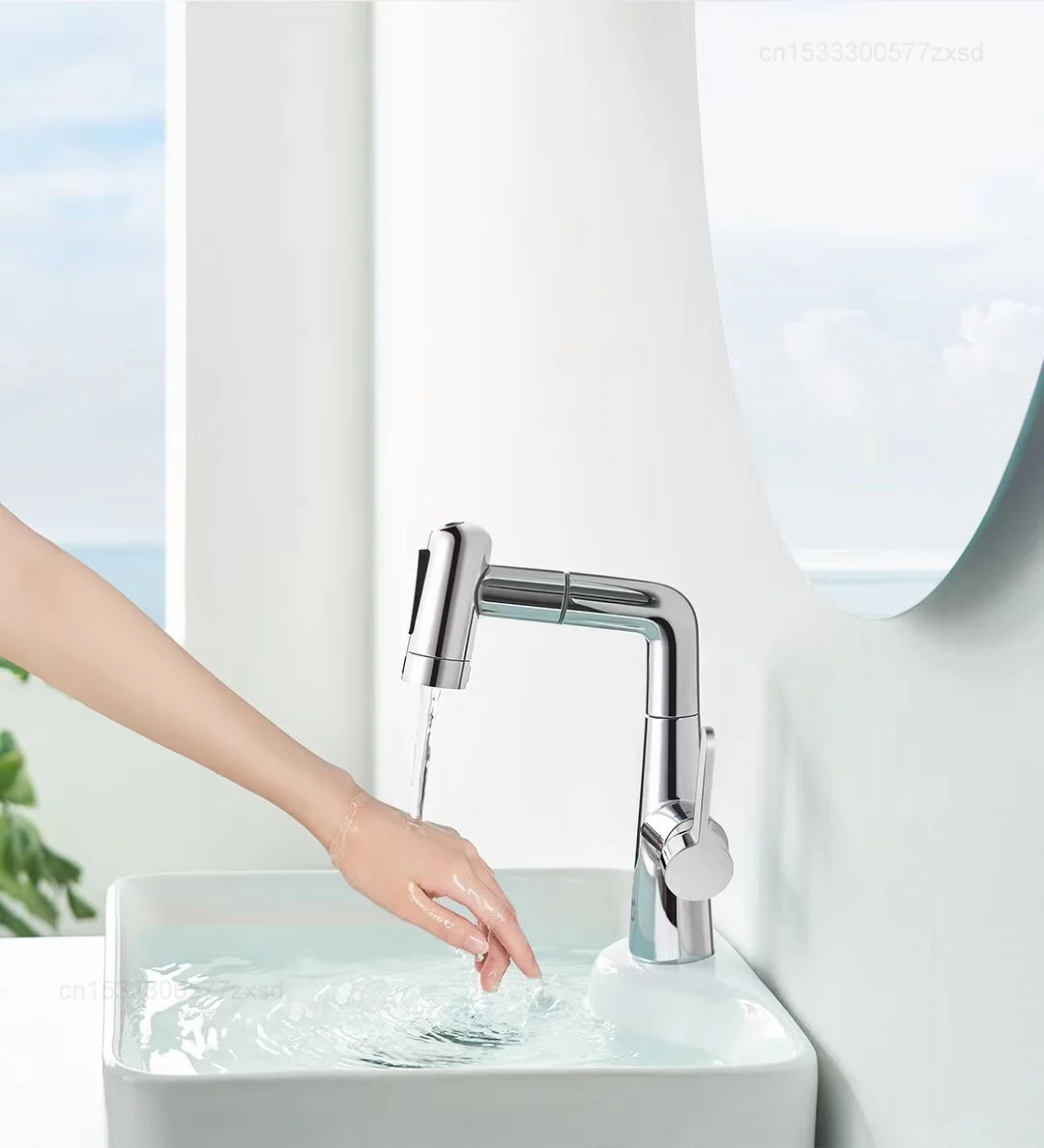 Xiaomi Mijia ดึงอ่างล้างหน้าก๊อกน้ำ S1 Splash-Proof Silent แรงดันก๊อกน้ำ38ซม.กว้างดึง720 ° Universal หมุน