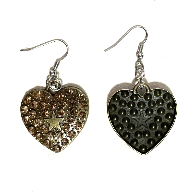 Y2K Jewelry Shiny Crystal Heart Star Earrings for Women Vintage Charms Earrings Punk Korean Fashion Earrings Accessories Goth