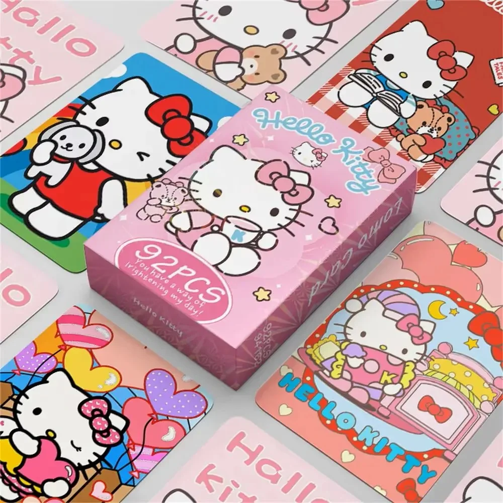 

92 шт. Sanrio Hello Kitty Lomo карты Kawaii Kuromi Cinnamoroll My Melody Коллекционные карты, наклейки для справочника, подарки на день рождения для девочек