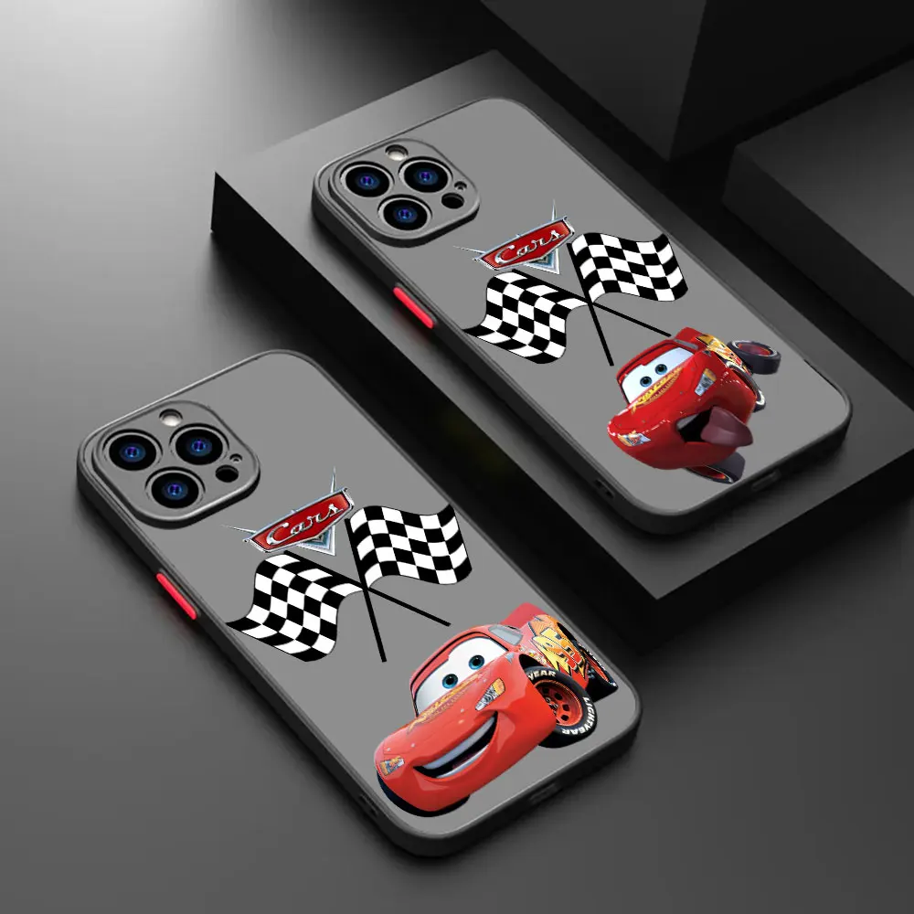 Disney Cars Lightning McQueen Cases For Apple iPhone 15 14 13 12 11 XS Pro Max Mini 8 7 Plus 6 SE X XR Phone Case Frosted Cover