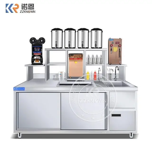 

1.5m Stainless Steel Bubble Tea Counter Kiosk Standard Freezer With Containers Price Fournisseur Bubble Tea Machine Automatic