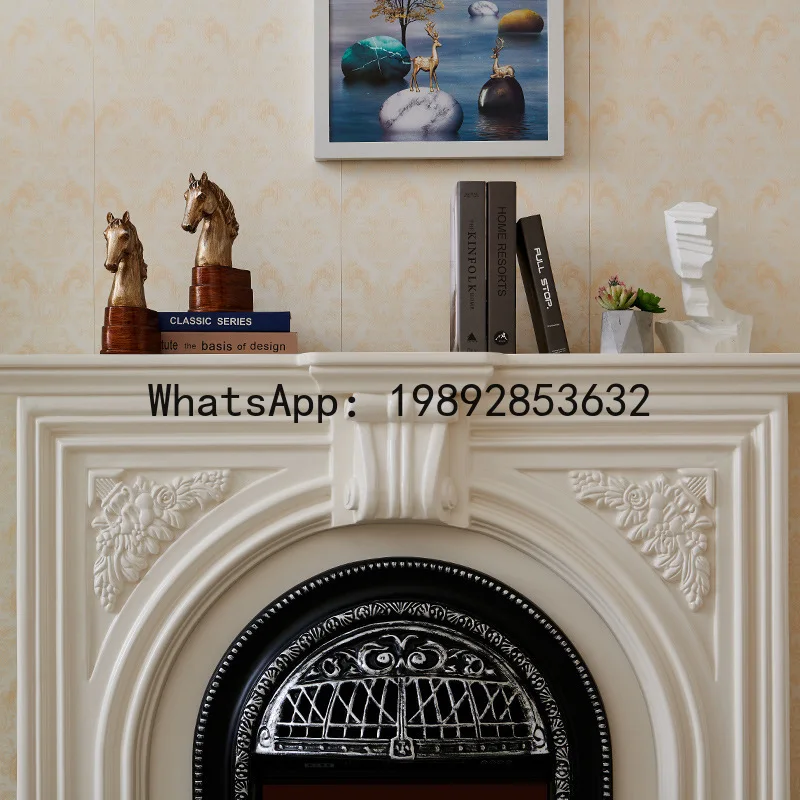 

ww24 fireplace mantel - solid wood, realistic electric fireplace for home, villa, and living room