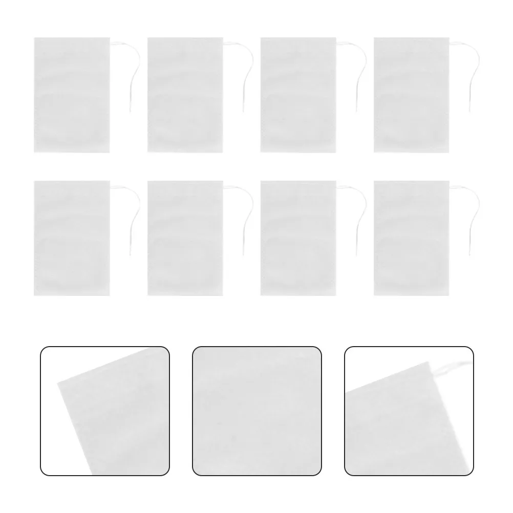 100Pcs DIY Tea Filter Bags Reusable-Style Disposable Non-Woven Drawstring Pouches for Flower Tea Fruit Infusion Herbal Powder