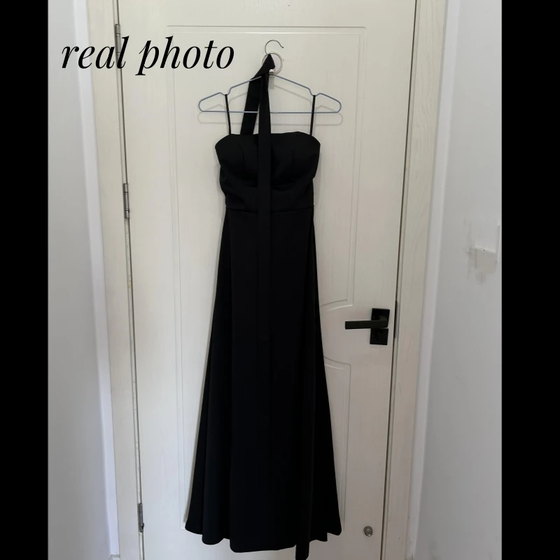 Classic Black Evening Dresses Sexy Strapless Satin Wedding Dresses Elegant Floor-length A-line Simple Bridal Dress Customized