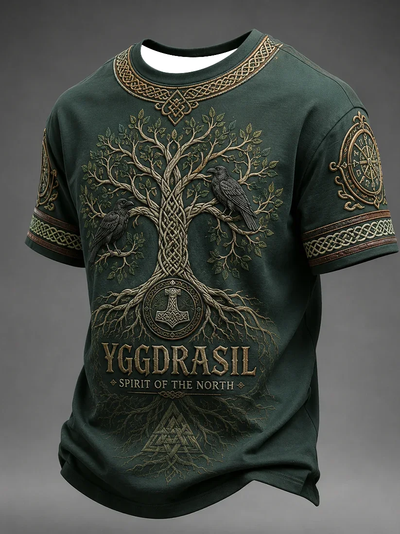 2027 Summer New Style Men's Football Training Suit Viking Style 3D Printed Sports Breathable T-Shirt Family Style Shirt Kids