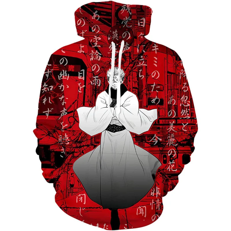 Unisex Anime Jujutsu Kaisen Yuji Hoodie Gojo Satoru Sweatshirt 3D Print Cosplay Pullover Jacket Long Sleeve Hooded Adults Youth