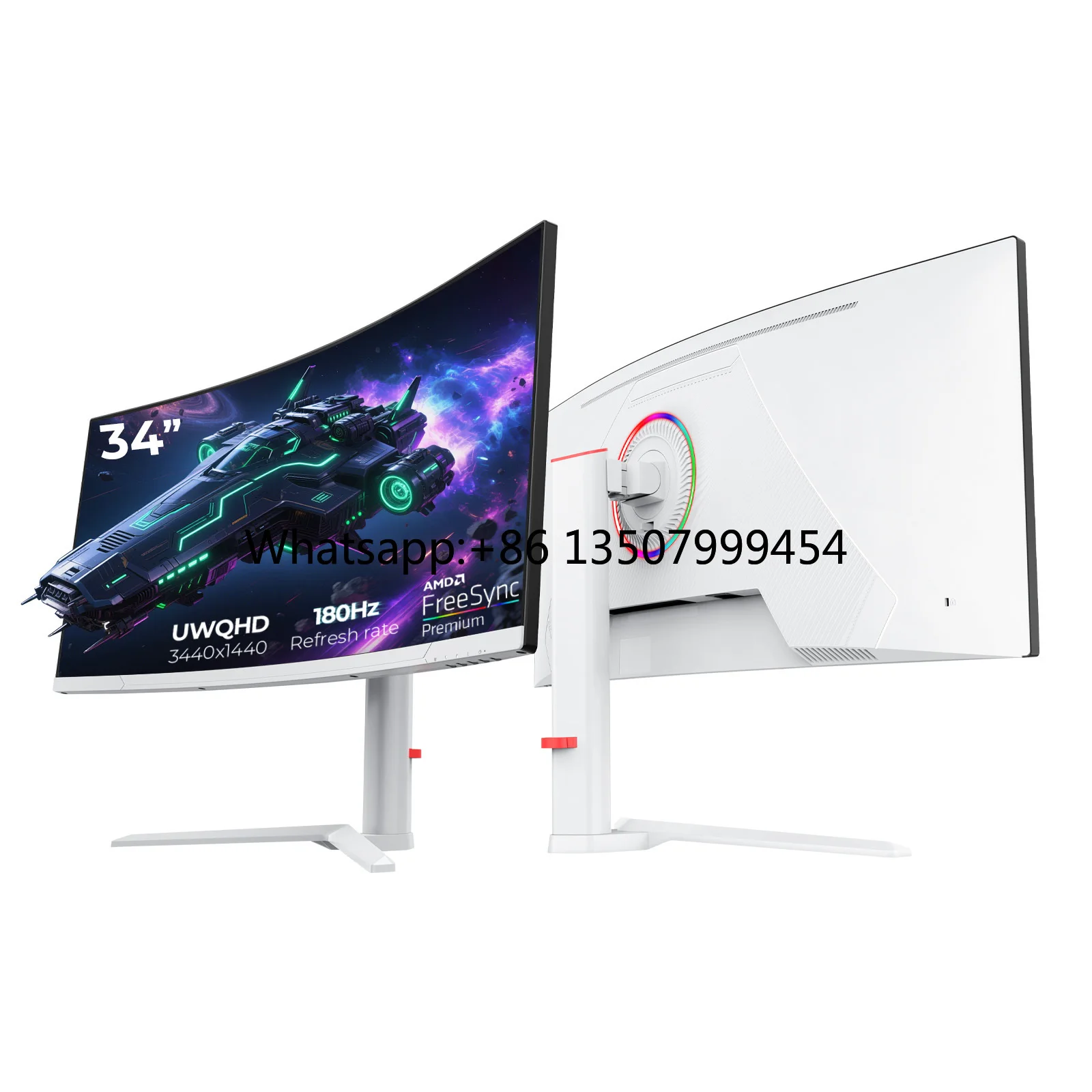 34 Inch Curved 144HZ 4K White Gaming PC Monitor Desktop Computer Screen with HDR DP Interface 34 Inch Curved Monitor
