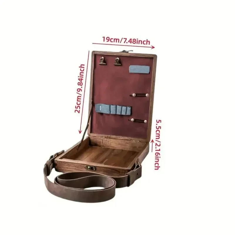 Wooden Writer\'s Messenger Box Portable Satchel Writer\'s Series Organizer Wooden Box Messenger Box Backpack Briefcase Artist Bag