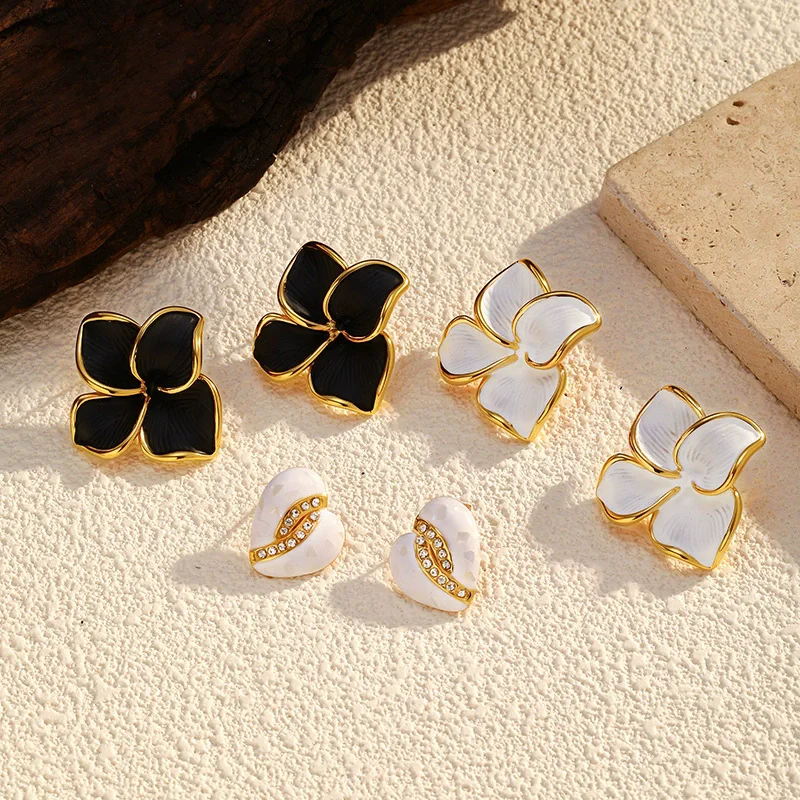 موضة جديدة ملونة قطرة الزيت زهرة أقراط مطلية بالذهب الفولاذ المقاوم للصدأ البوهيمي رومانسية مجوهرات هدايا الحفلات اليومية للنساء #3