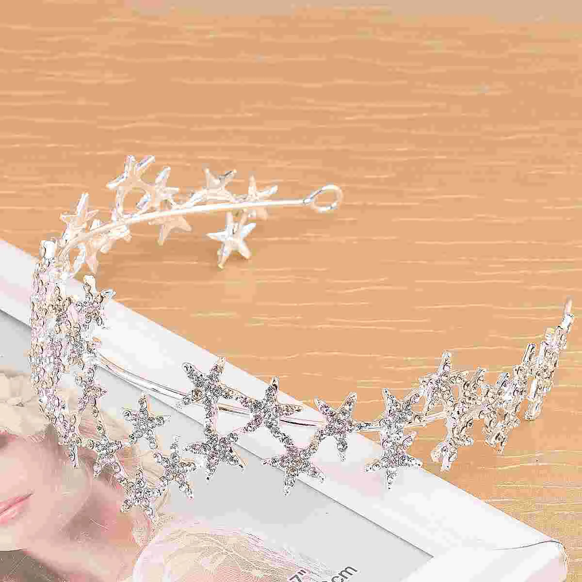 

Wedding Star Hair Crown Rhinestones Accessories for Girls Silver Bridal Headdress Bride