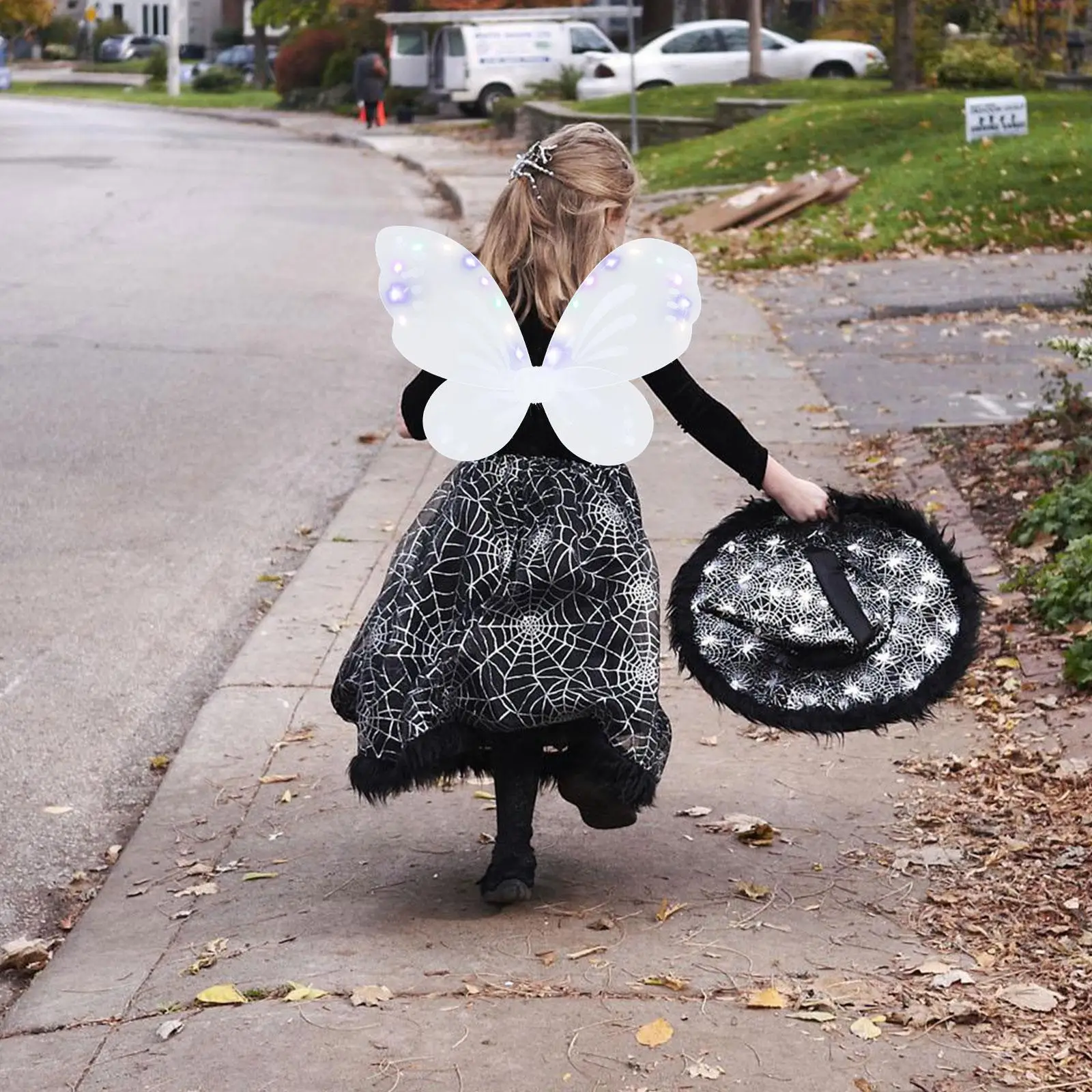 Kinderjurk Vlindervleugels Slijtvaste Vlinders Meisje Supply Prinses Cosplay Wit Kind