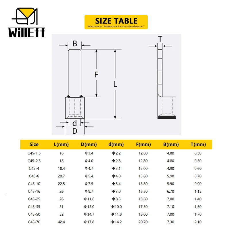 Tab terminal C45/C65 Switch Lug Silver-plated pure copper terminal Wire Cable Terminal/Lug Crimp Terminal/Lug Blade terminal